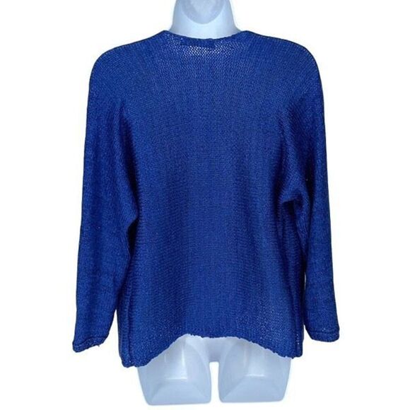 Nic + Zoe Womens Open Front Boucle Knit Long Sleeve Cardigan Sweater Blue Small - Picture 3 of 8